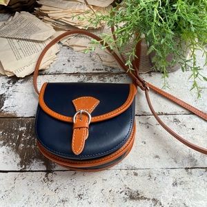 Firenze Italian Leather Navy Blue Crossbody